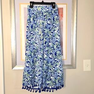 Stella Parker Mid Rise Pull On Palazzo Pant With Tassels